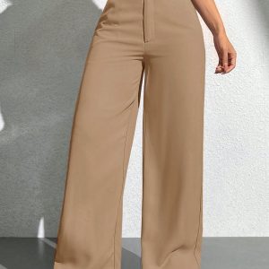 Women's Solid Color Pocket Wide Leg Loose Casual Pants