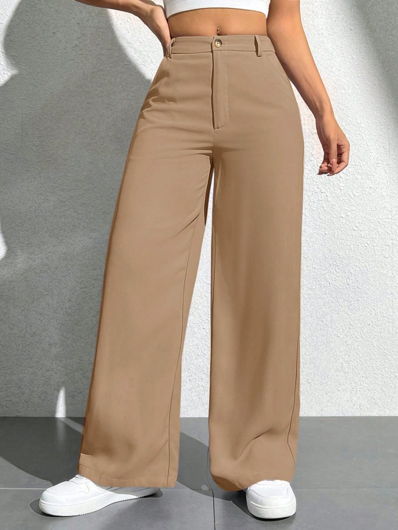Women's Solid Color Pocket Wide Leg Loose Casual Pants