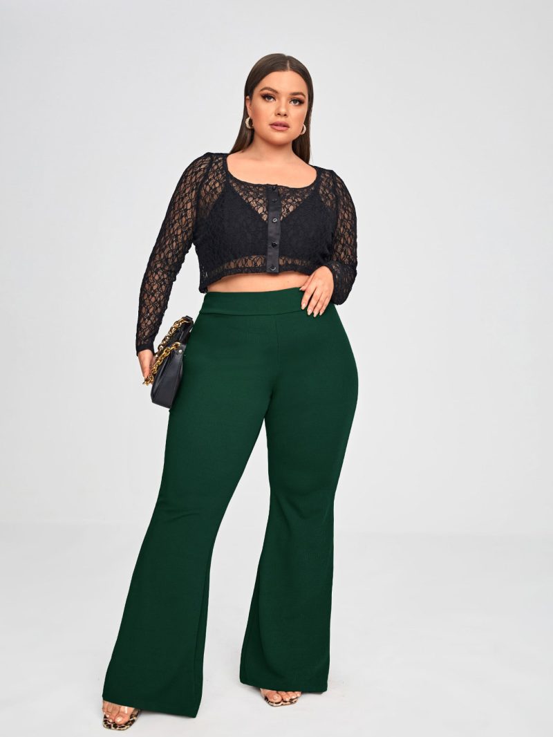 Plus Size Women High Waist Bell-Bottom Casual Fashion Pants