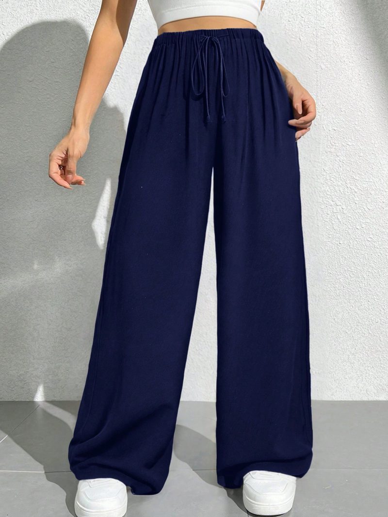 Drawstring Waist Solid Summer Pants