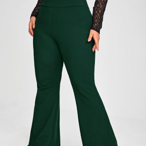 Plus Size Women High Waist Bell-Bottom Casual Fashion Pants