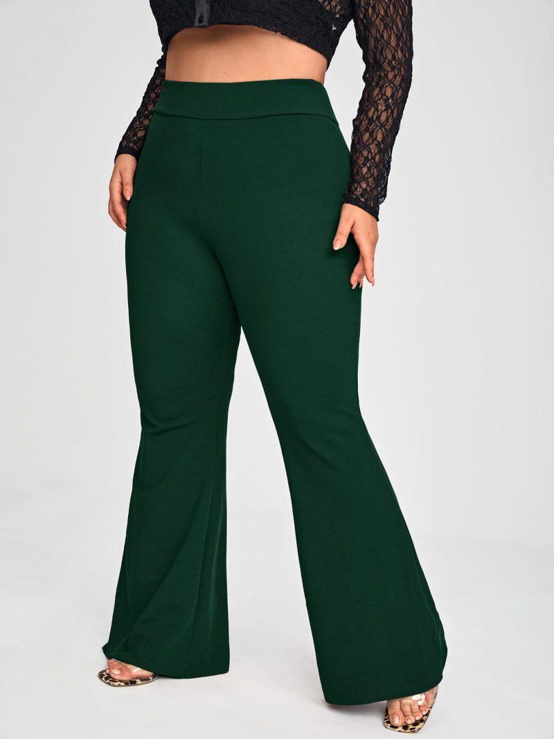 Plus Size Women High Waist Bell-Bottom Casual Fashion Pants