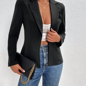 Lapel Neck Open Front Blazer