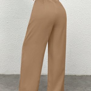 Women's Solid Color Pocket Wide Leg Loose Casual Pants