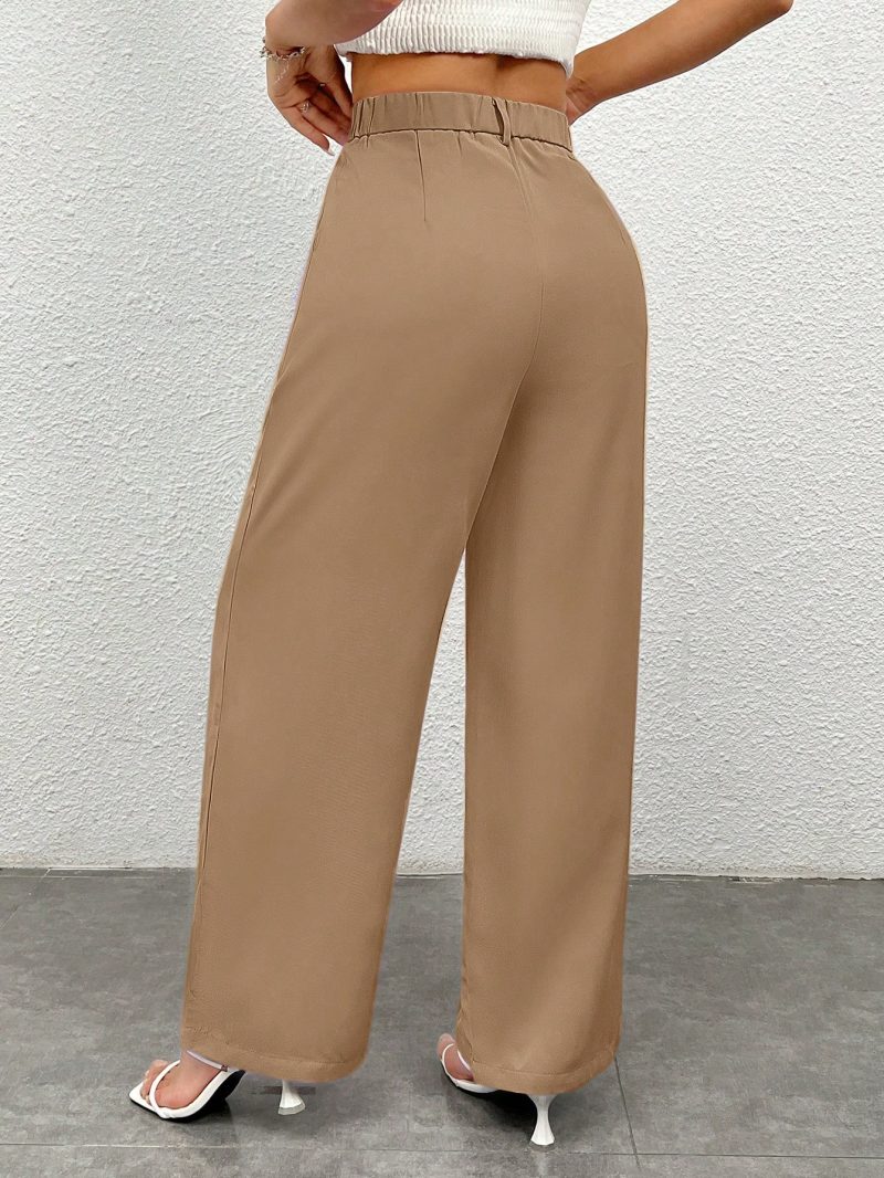 Women's Solid Color Pocket Wide Leg Loose Casual Pants