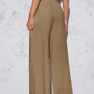 Women's Solid Color Simple Daily Style Belted Long Pants