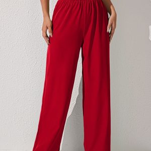 Solid Wide Leg Pants