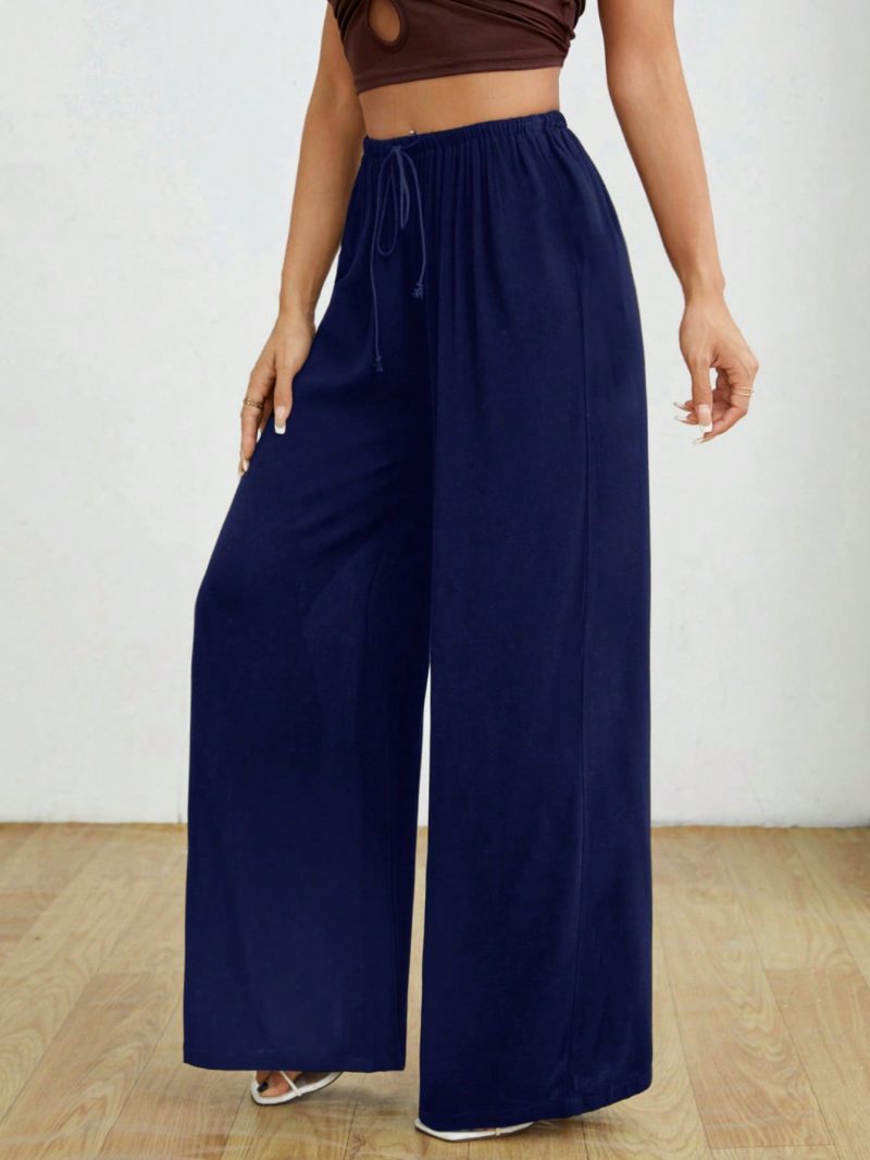 Drawstring Waist Solid Summer Pants