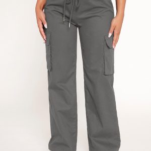 Drawstring Waist Flap Pocket Cargo Spring Pants