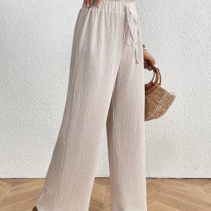 Women's Solid Color Casual Elastic Waist Flowy Pants
