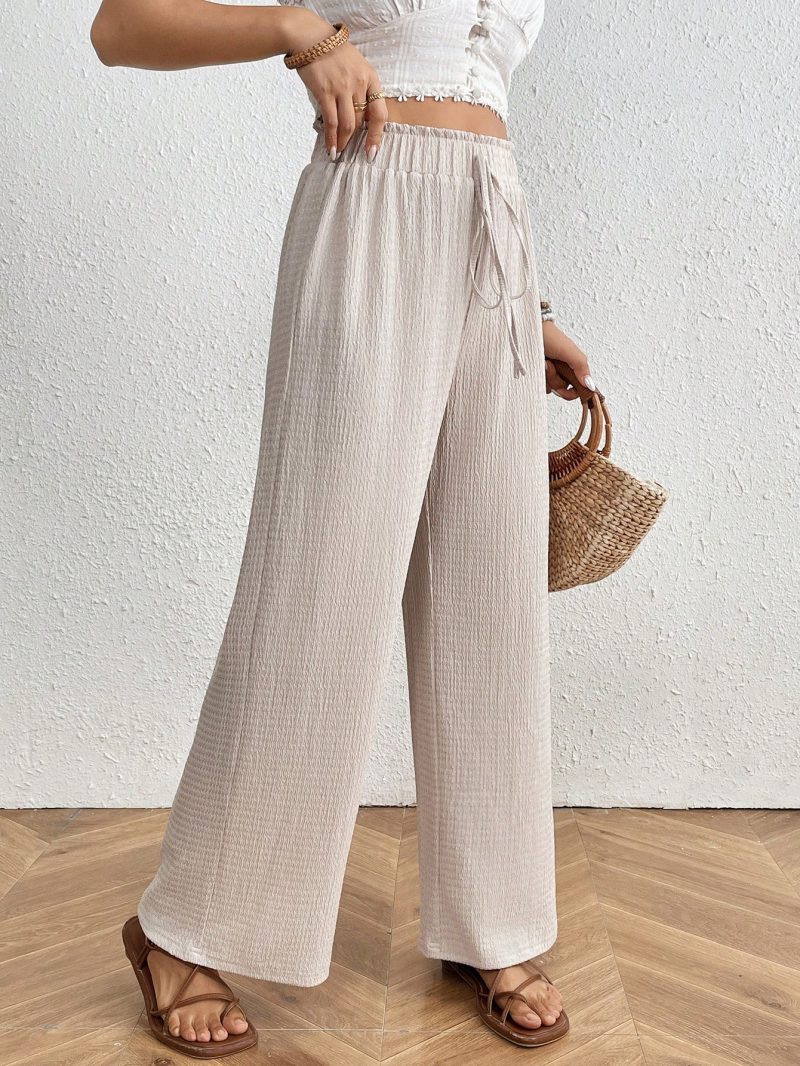 Women's Solid Color Casual Elastic Waist Flowy Pants