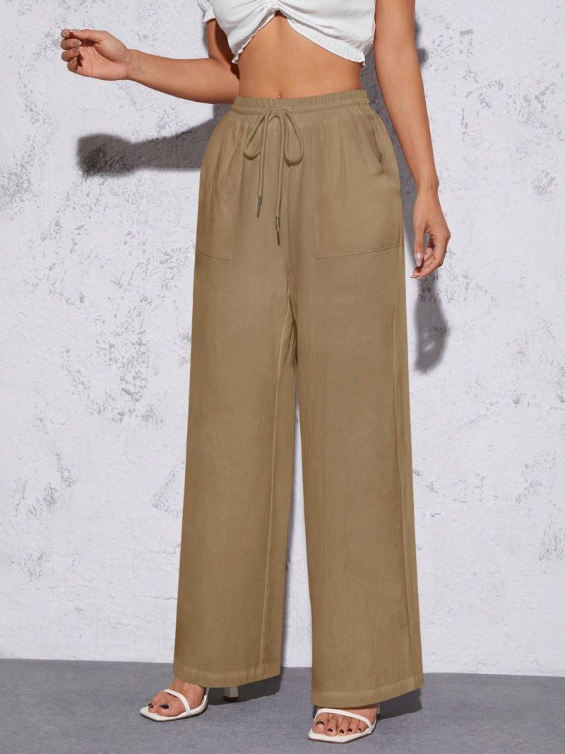 Women's Solid Color Simple Daily Style Belted Long Pants