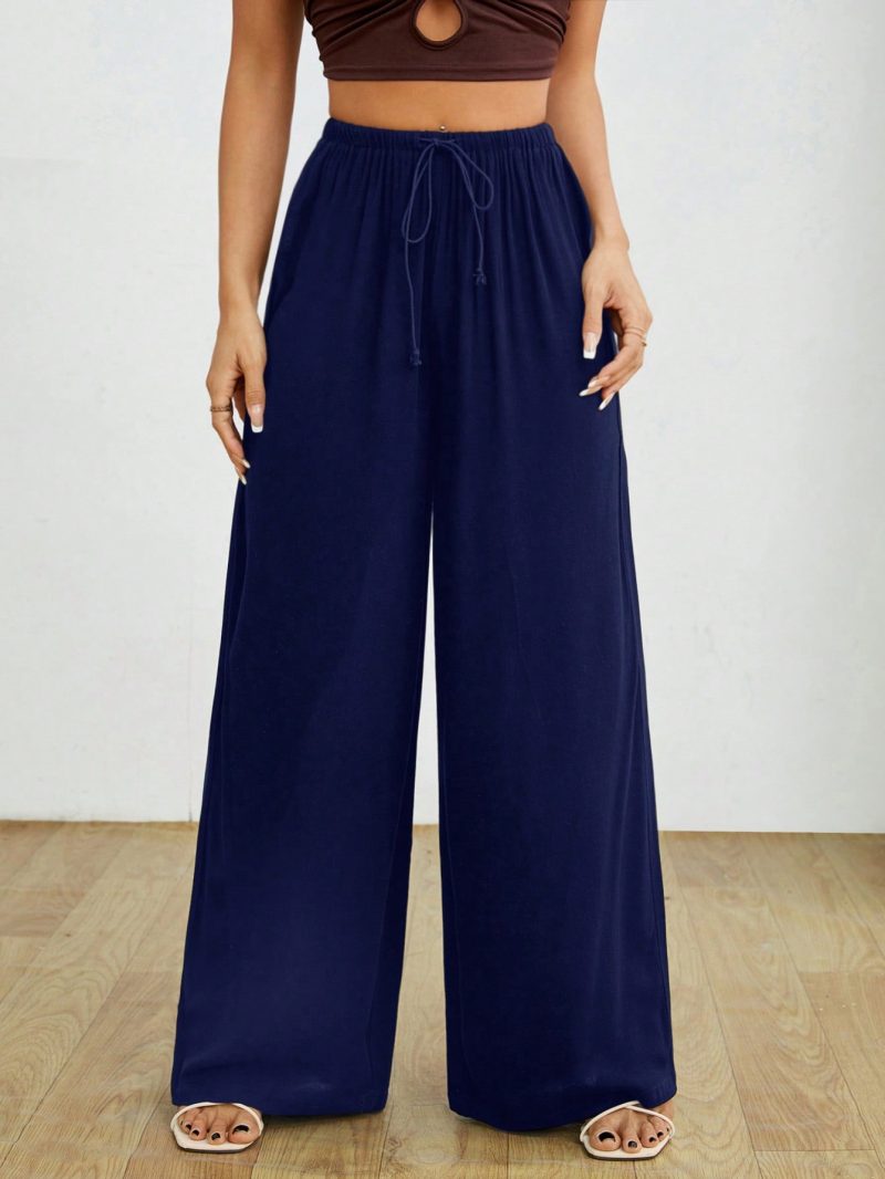 Drawstring Waist Solid Summer Pants