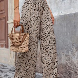 Women's Ditsy Floral Drawstring Waist Straight Leg Pants