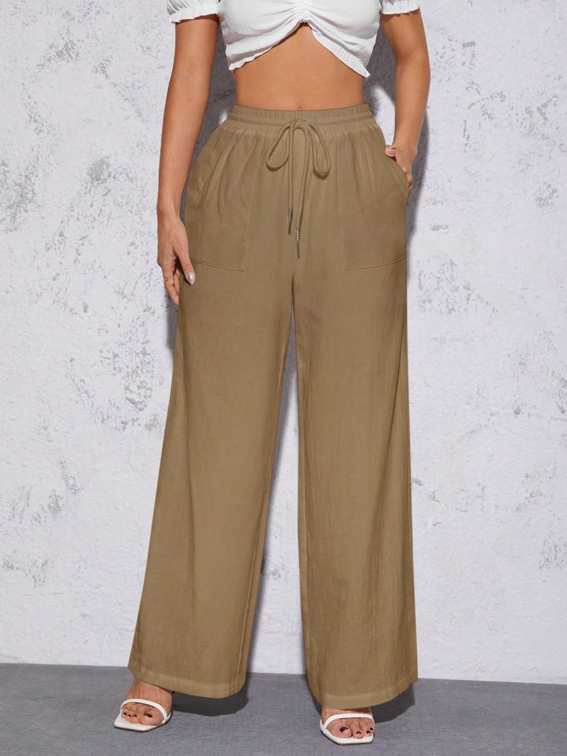 Women's Solid Color Simple Daily Style Belted Long Pants