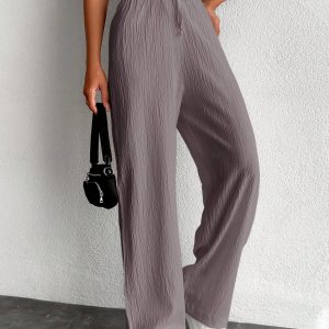 Women's Solid Color Long Waist Drawstring Pants