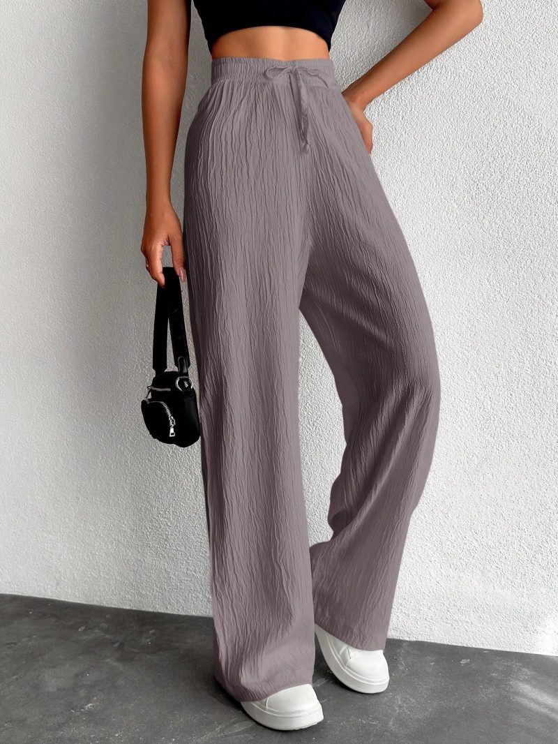 Women's Solid Color Long Waist Drawstring Pants