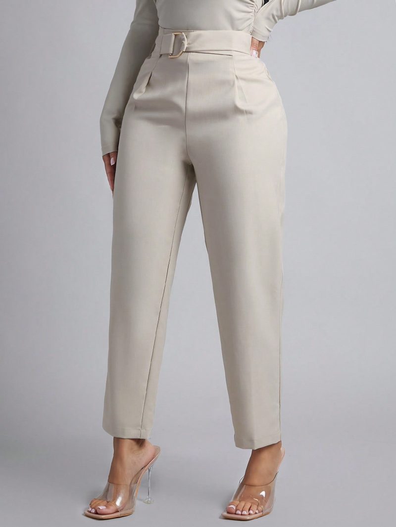 Spring Women Outfit Belted Straight Leg Pants