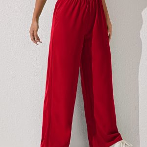 Solid Wide Leg Pants