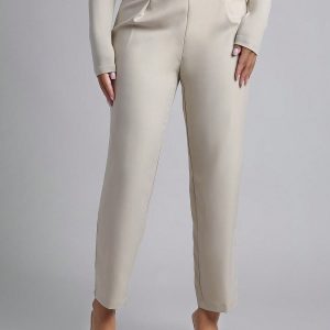 Spring Women Outfit Belted Straight Leg Pants