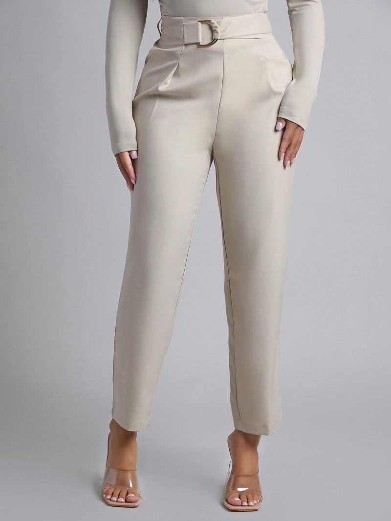 Spring Women Outfit Belted Straight Leg Pants
