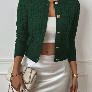 Women's Solid Color Button Front Long Sleeve Casual Blouse