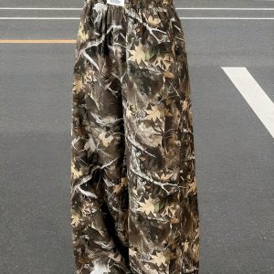 Fashionable Street Trend Camouflage Printed Low Waist Woven Women's Wide Leg Trousers