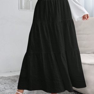Women's Solid Color Ruffled Hem Casual Skirt