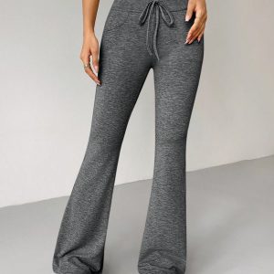 Retro Style Tie Waist Flare Leg Sweatpants