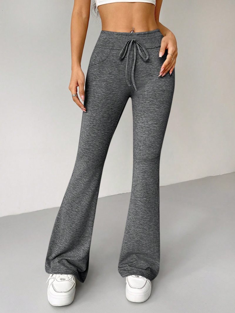Retro Style Tie Waist Flare Leg Sweatpants