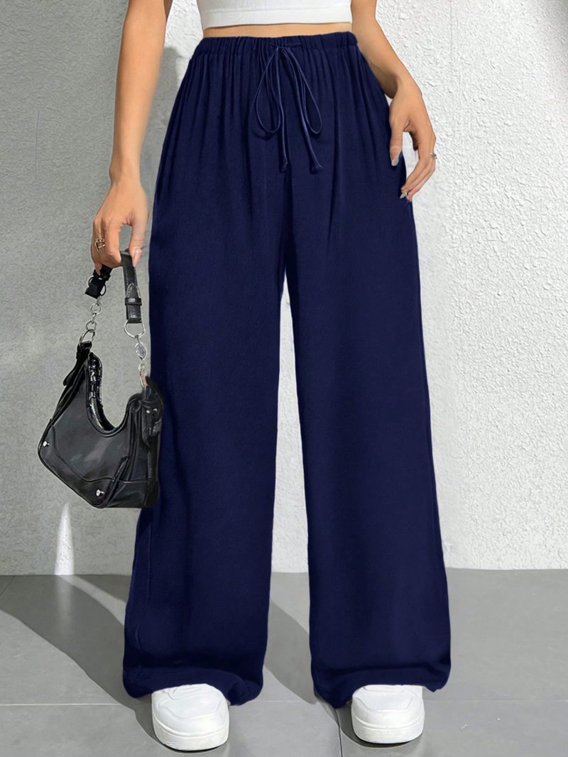Drawstring Waist Solid Summer Pants