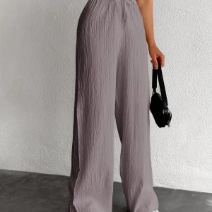 Women's Solid Color Long Waist Drawstring Pants