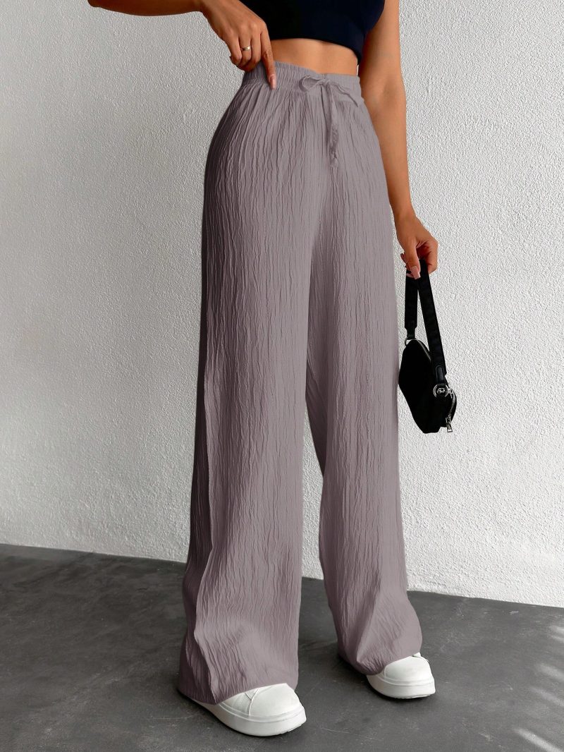 Women's Solid Color Long Waist Drawstring Pants