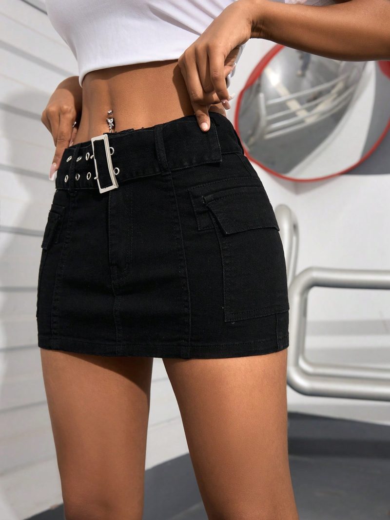 Summer Casual Fitted Mini Denim Skirt