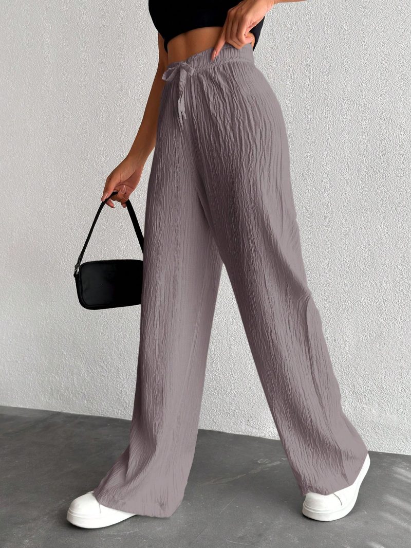 Women's Solid Color Long Waist Drawstring Pants