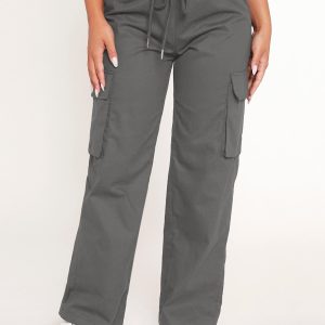 Drawstring Waist Flap Pocket Cargo Spring Pants