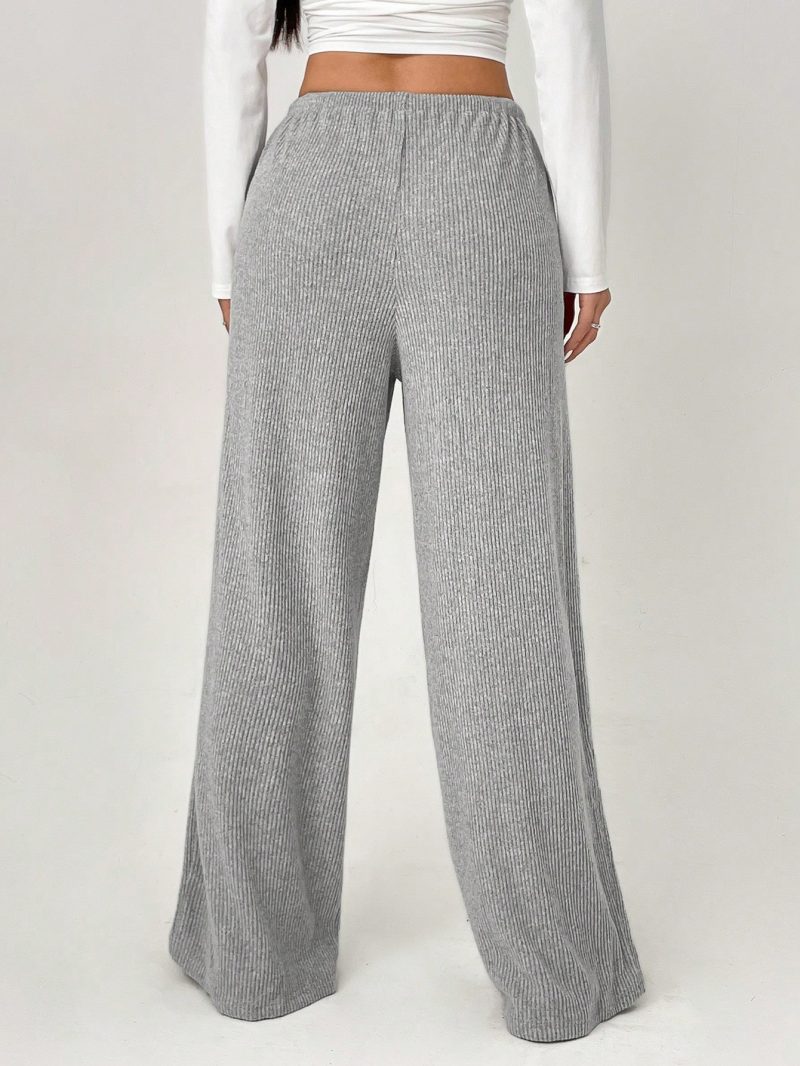 Striped Print Drawstring Waist Casual Straight Leg Pants