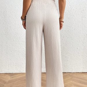 Women's Solid Color Casual Elastic Waist Flowy Pants