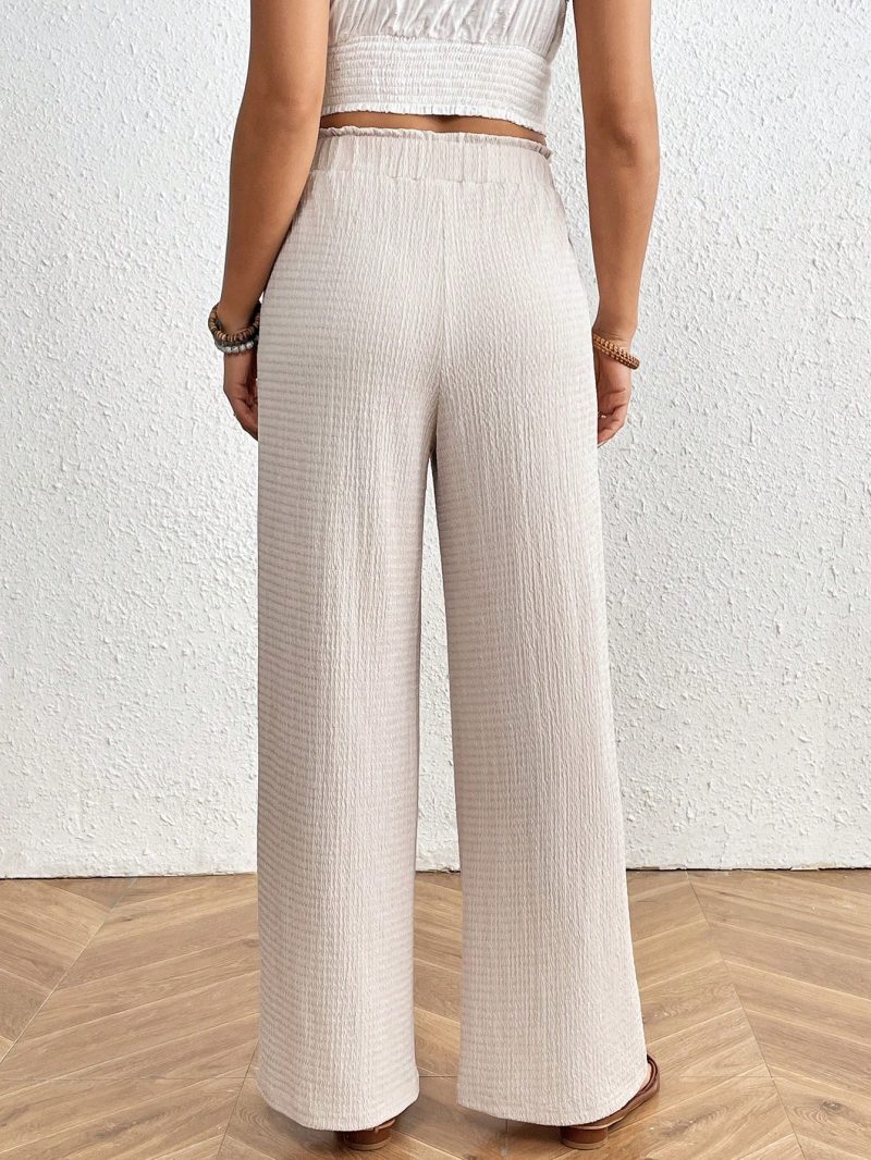 Women's Solid Color Casual Elastic Waist Flowy Pants
