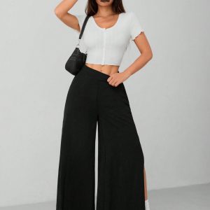 Women's Suit Pants With High Side Slits To The Thigh