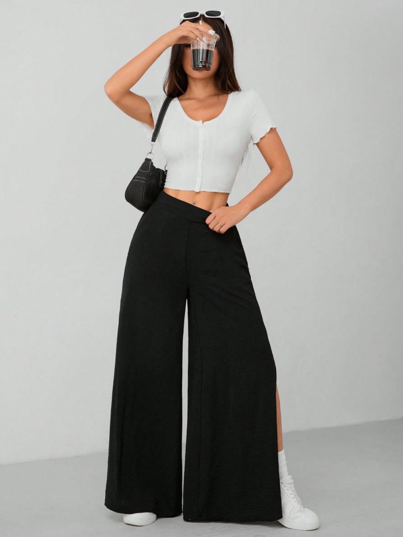 Women's Suit Pants With High Side Slits To The Thigh