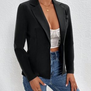 Lapel Neck Open Front Blazer