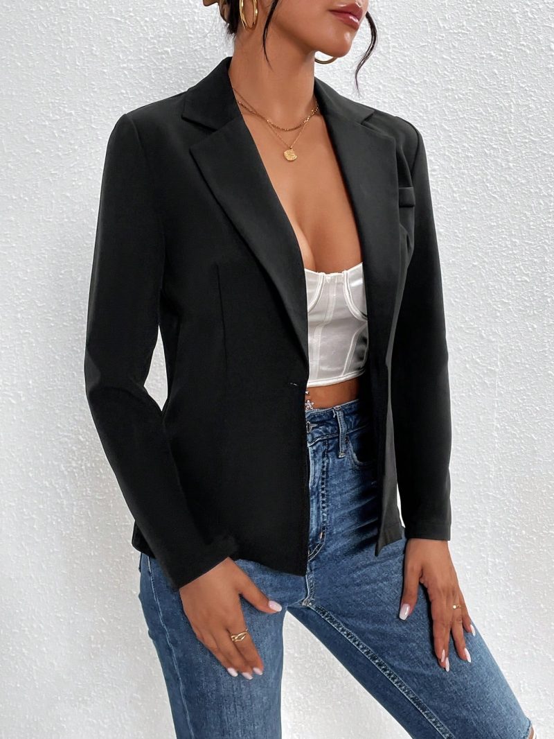 Lapel Neck Open Front Blazer