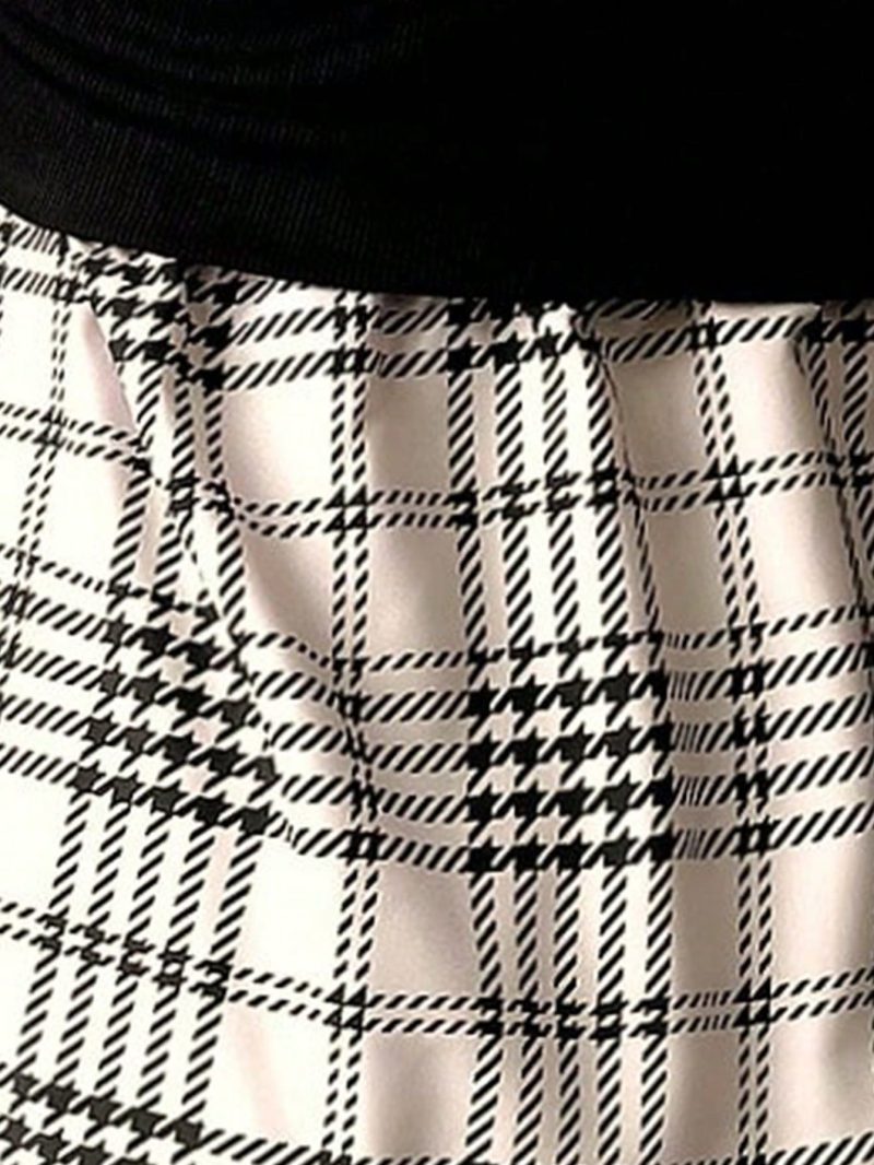 Retro American Casual Commuter Color Block Plaid Shirt Collar Blouse