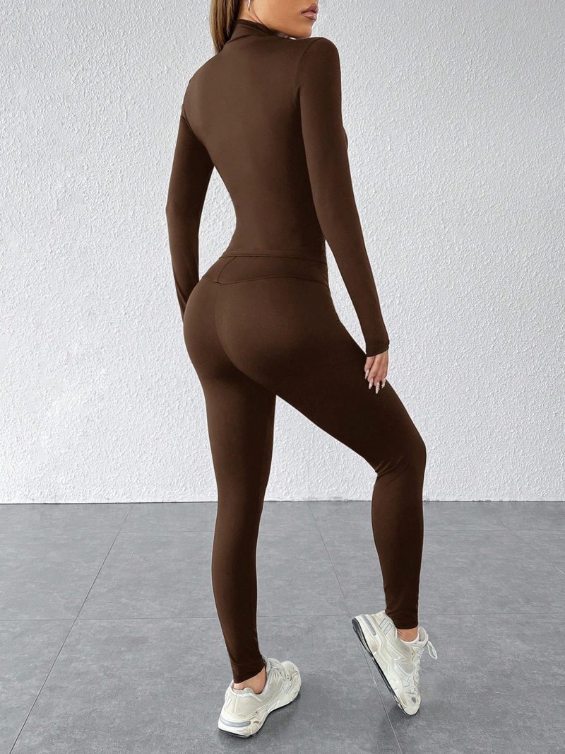 Black Two Piece Set Sportswear Zip Up Jacket & Leggings