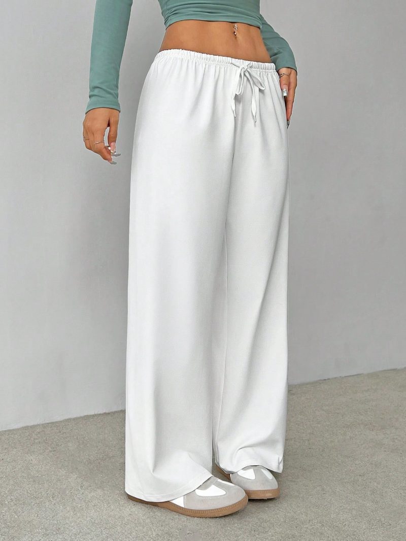 Soft White Knitted Home Pants, Loose Pant