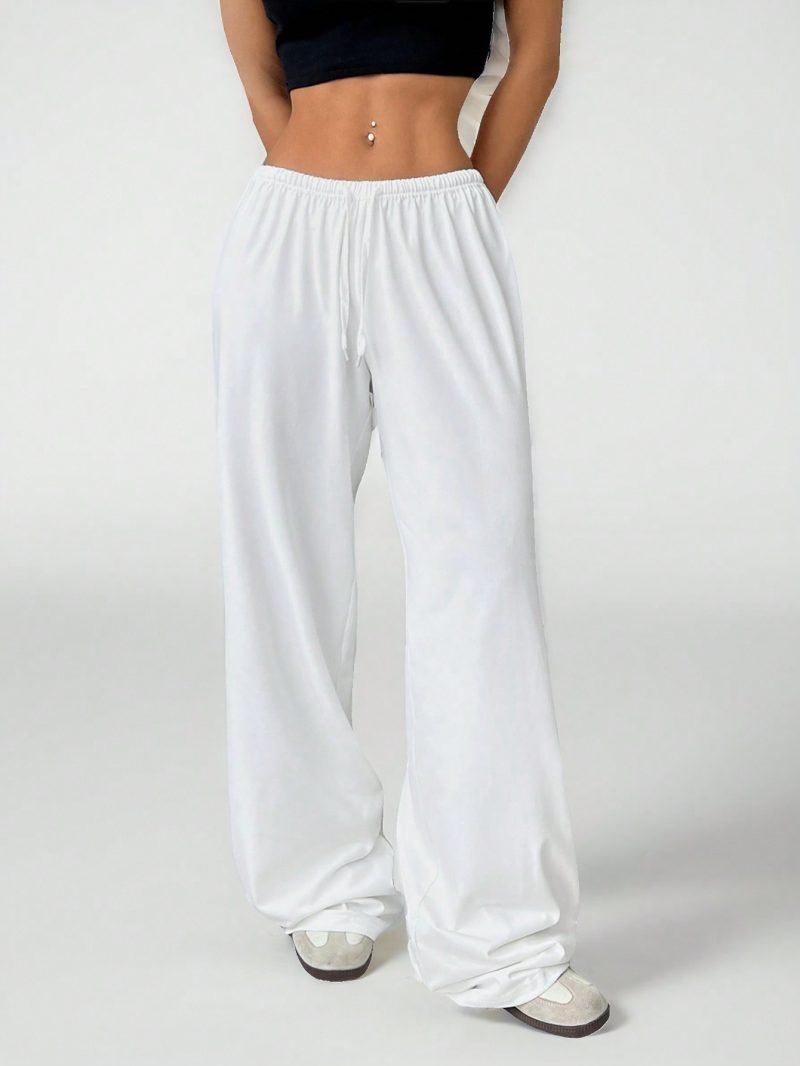 Soft White Knitted Home Pants, Loose Pant