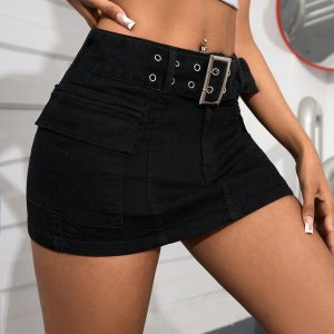 Summer Casual Fitted Mini Denim Skirt
