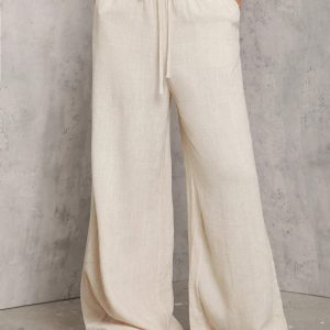 Apricot Woven Women's Wide-Leg Casual Trousers