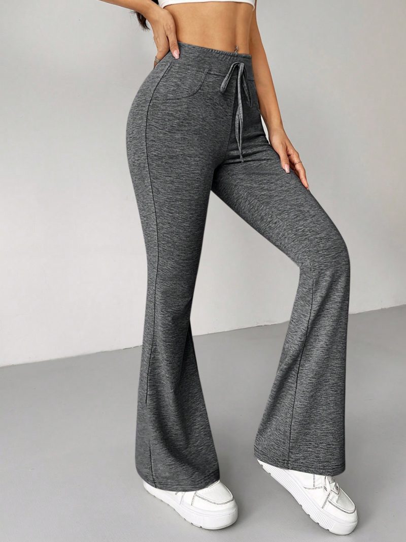 Retro Style Tie Waist Flare Leg Sweatpants